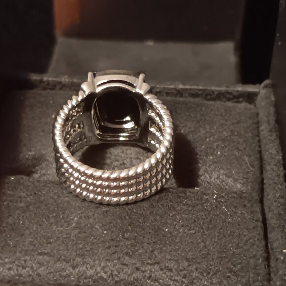 David Yurman Sterling Silver Wheaton Ring 16x12mm Black Onyx and Diamonds Size 6 - Picture 5 of 7